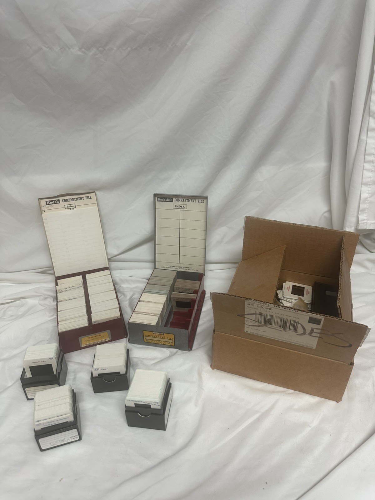VTG EASTMAN KODAK Kodaslide CASE LOT Compartment File METAL 35mm w/ 200+ Slides