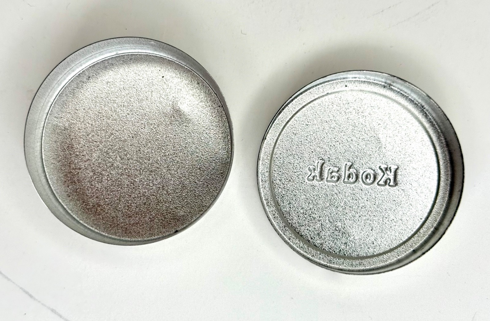 Vintage Kodak silver tin film cannister, empty, 2″