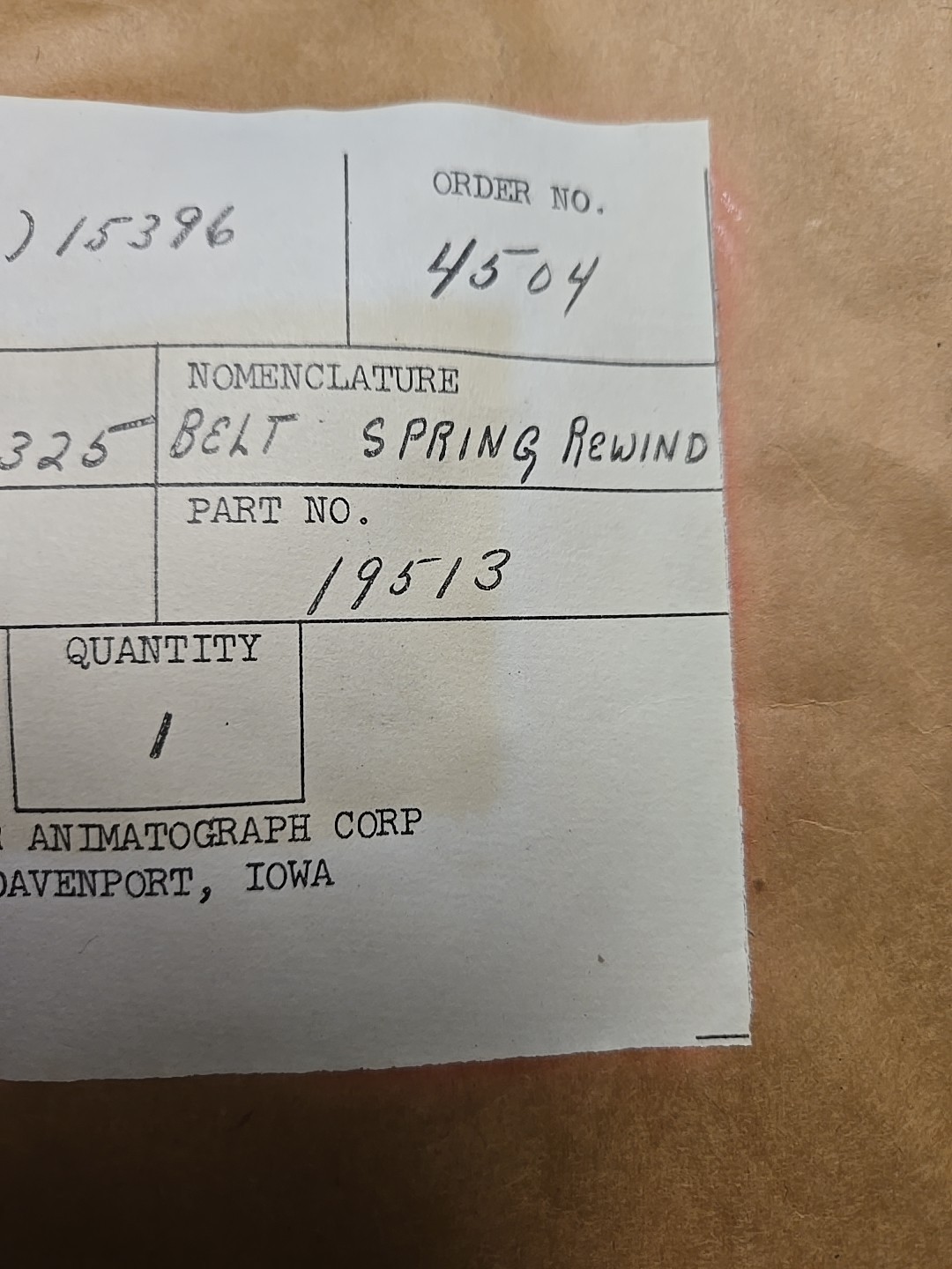 Victor Animatograph 16mm Projector Wire-Spring Rewind Belt Victor Part # 19513