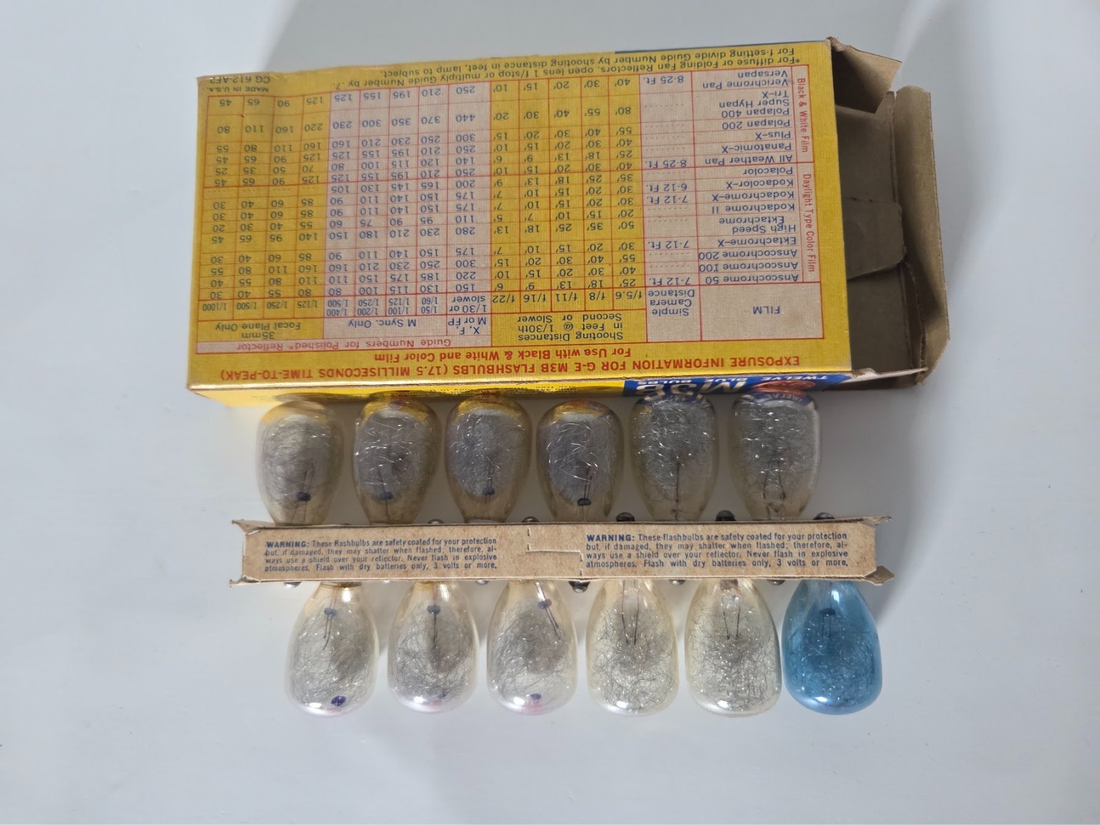 General Electric M3B Flashbulbs Rhenium Blue Bulbs Vintage Photography Box