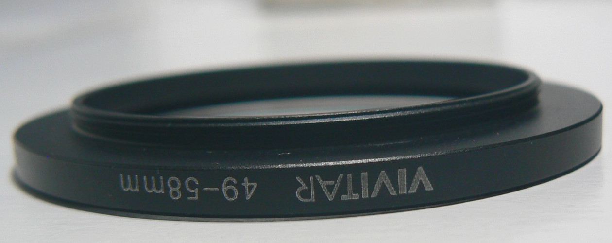 Vivitar 49mm to 58mm Step Up Screw On Threaded Metal Adapter Ring