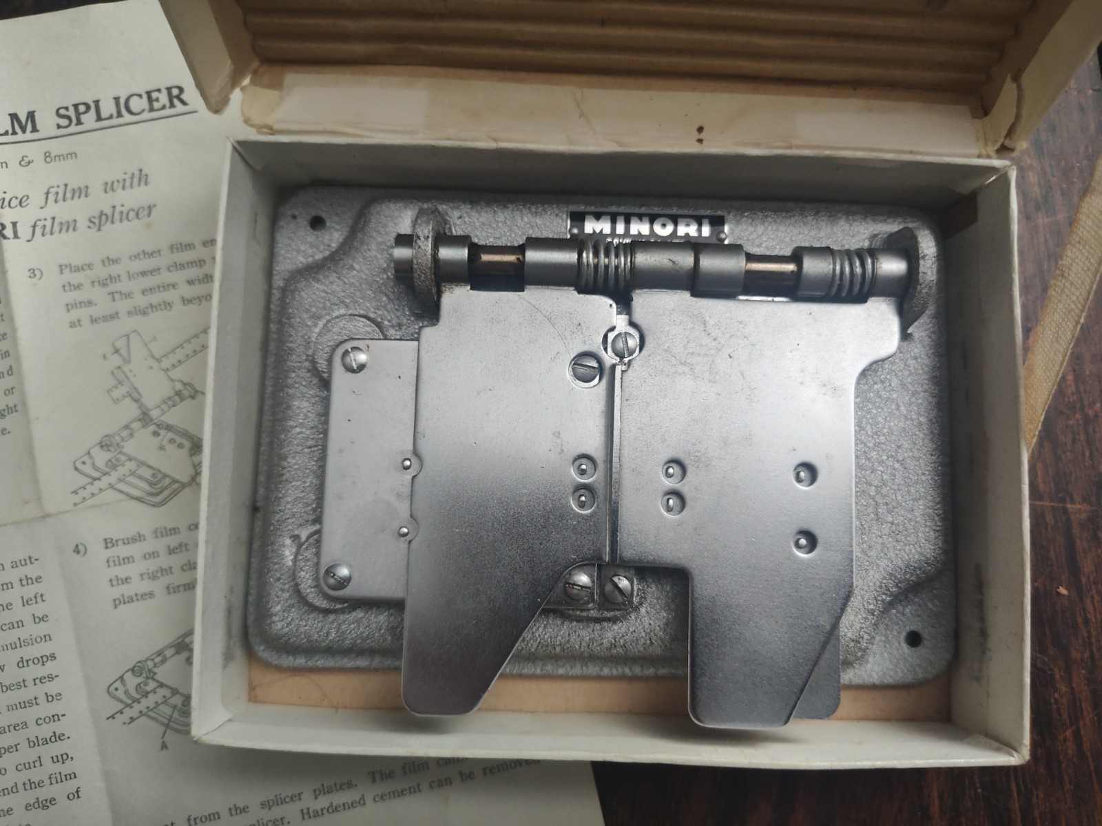 Minori Film Splicer for 8mm & 16mm, Rokuwa Co in Japan w/ Box and Instructions