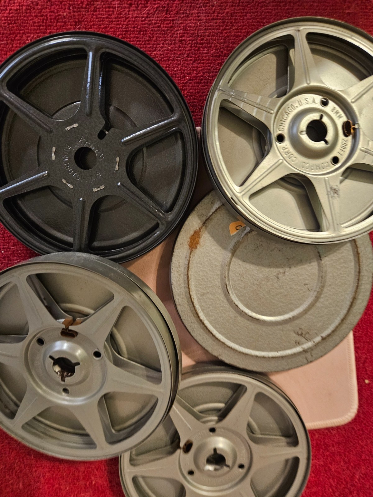 Vintage 5 Kenco 8mm Film Canister 5″ w/reels Burlington Made USA estate find