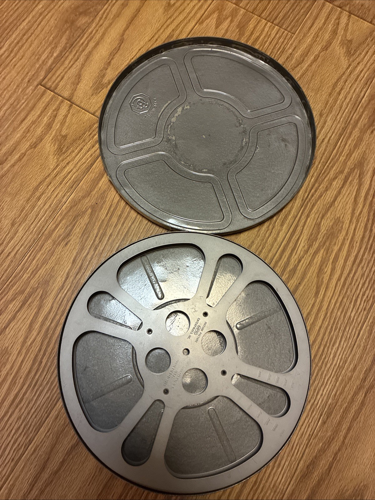 Lot Of 3 GOLDBERG BROS Empty Steel 16mm Film Reels & Cans 12.5”