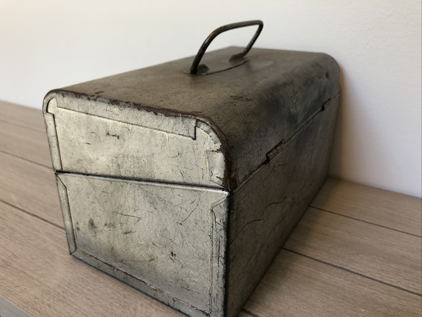 Vintage Metal Storage Case Box for 8mm Movie Reels, Holds 12, Latched w/ Handle