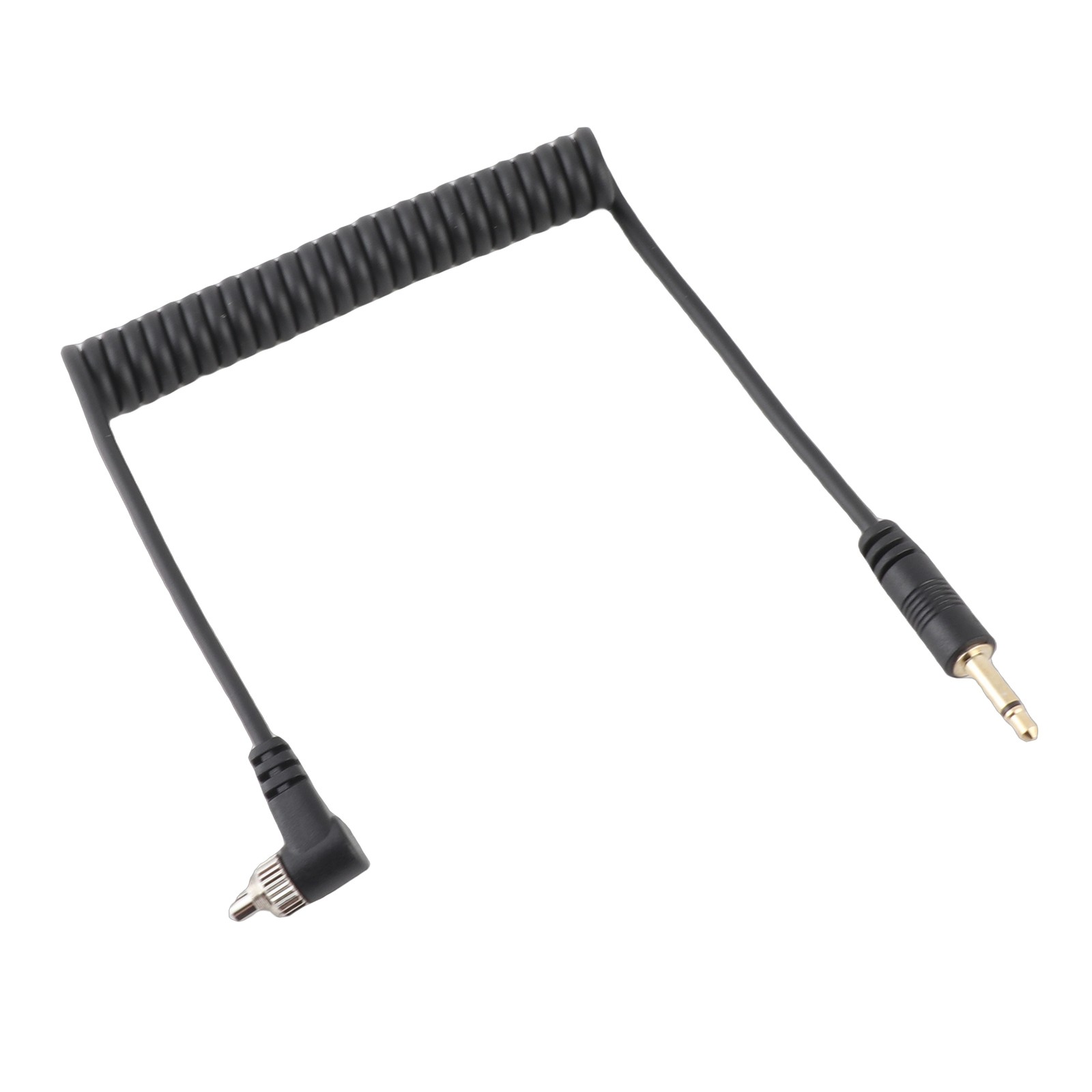 2pcs Universal 3.5mm To Male Flash PC Sync Cable Coiled Cord With Screw Lock For