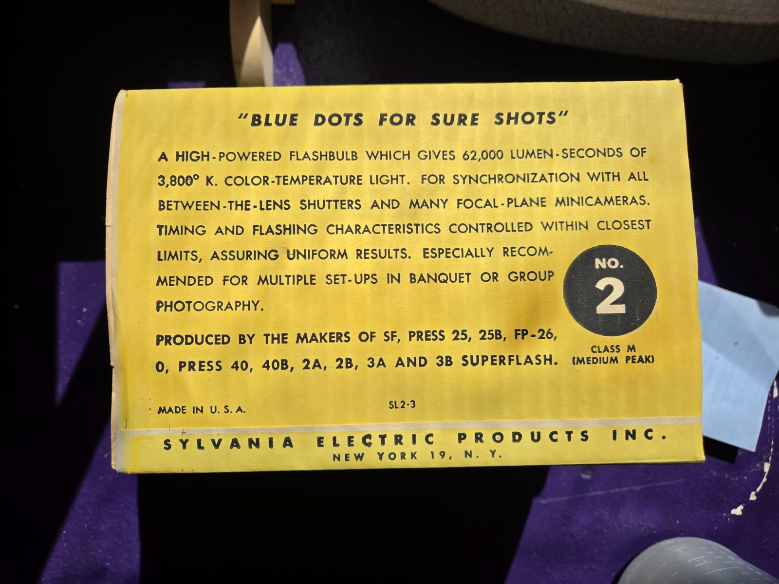 Sylvania Wabash superflash flashbulbs no.2 class M (8 of 9 6packs unopened)