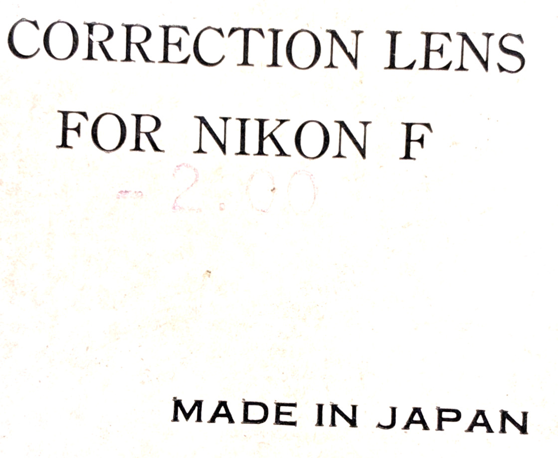 Vintage – 2.0 Rectangular Diopter Eyepiece Correction lens for Nikon F Camera