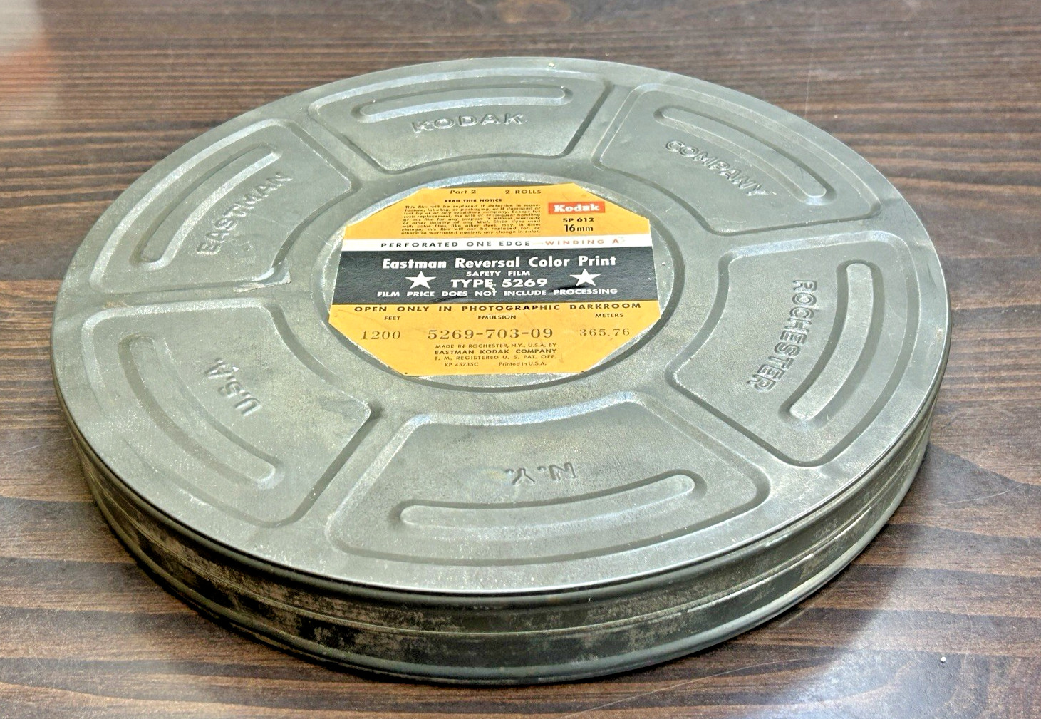 Eastman Kodak SP 612 16mm Film Empty Canister Vintage Type 5269