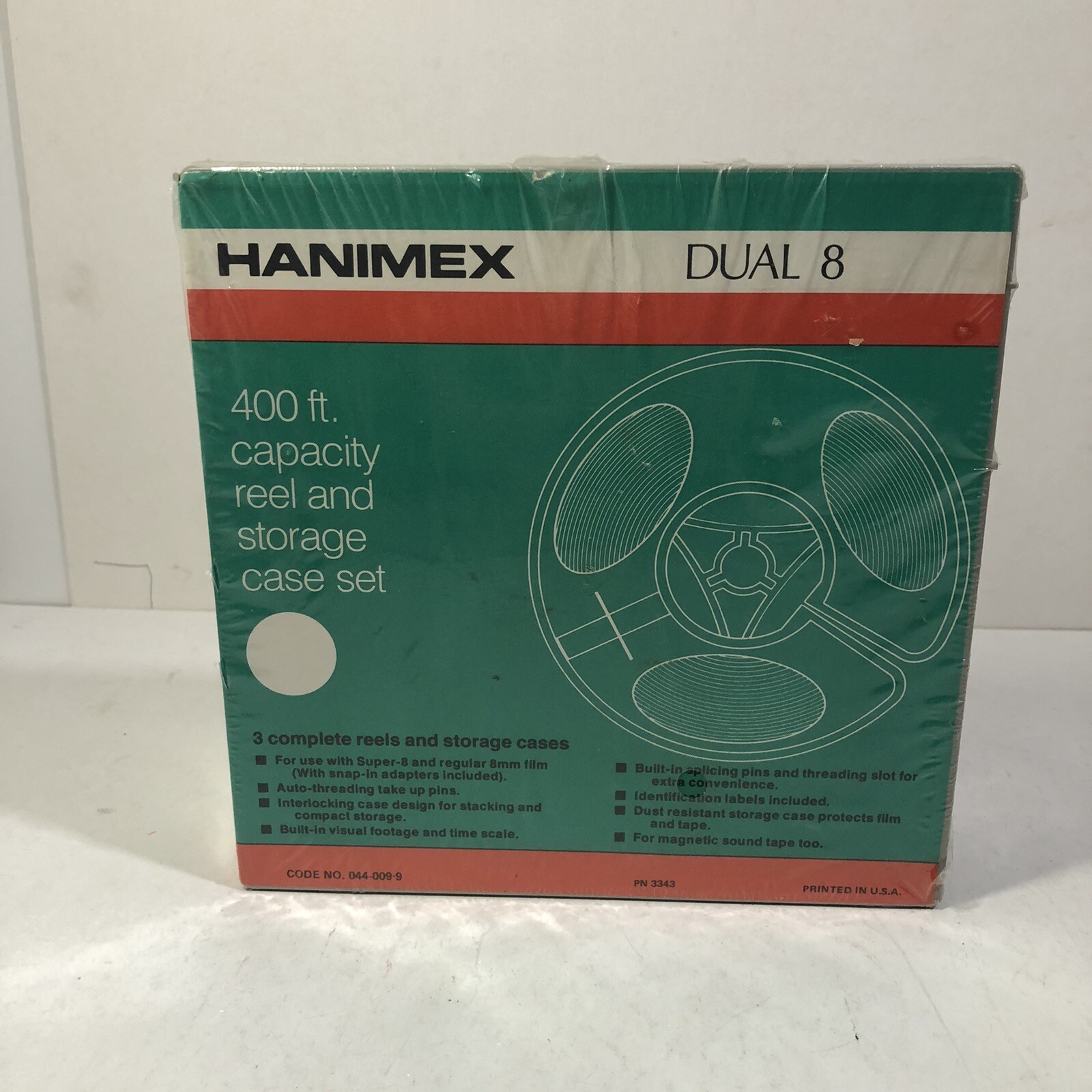 SEALED NEW Hanimex Dual 8mm 400′ Capacity Super 8 Reel & Storage Case Set of 3