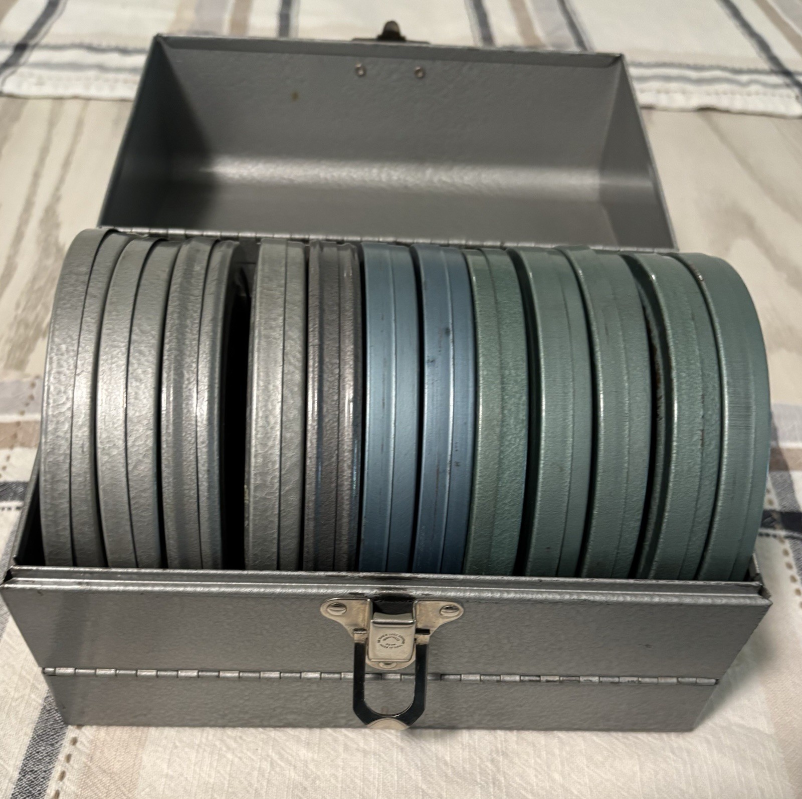Vtg Lot of 12 8MM Film Canister With Metal The Eagle Lock Company Storage Box