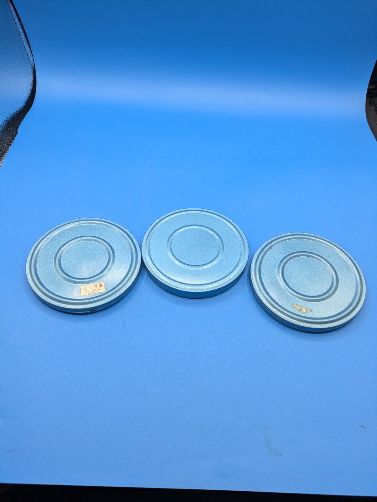 Lot of 3 Vintage Compco Metal Film Movie Reels & Canister Case