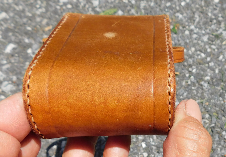 Vtg King Japan Leather Camera Phone Case Snap Flap Strap Brown 4″x2.5″x1.5″