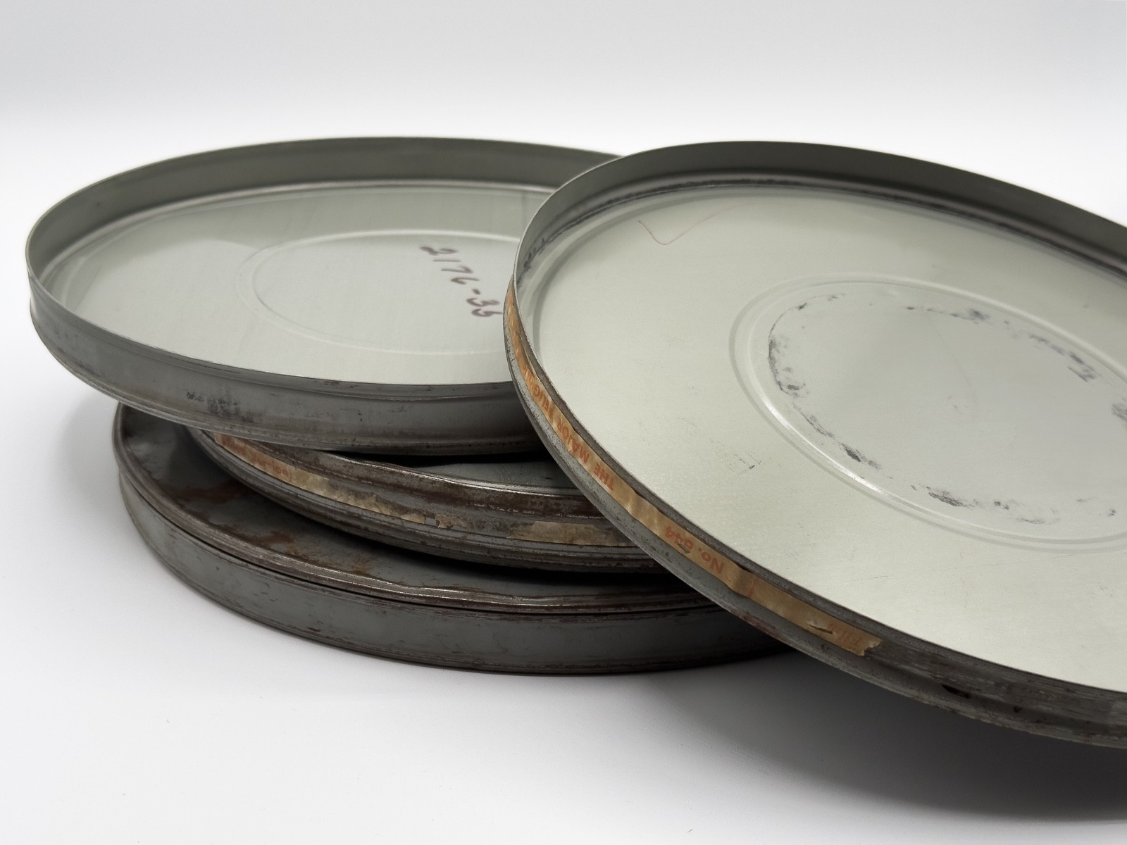 Vintage 16mm Metal Movie Film Reel Cans 10.75” & 12.5” Cinema Prop