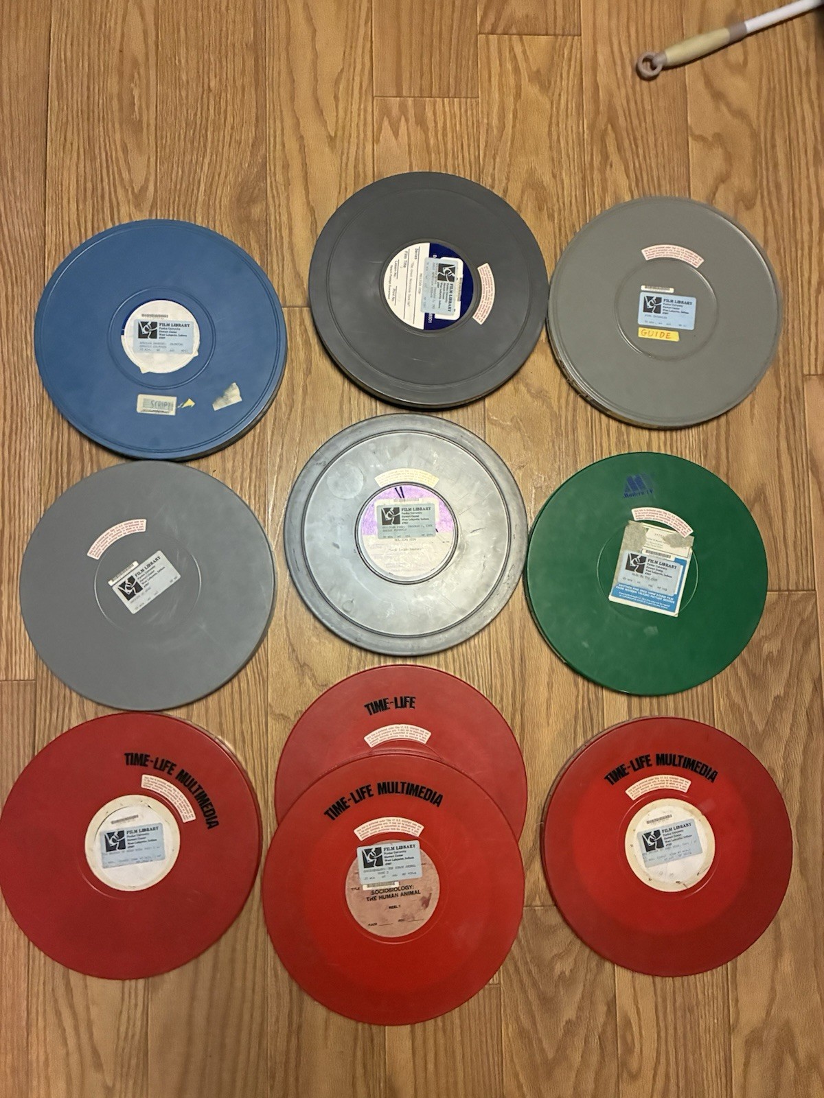 Lot Of 10 Film Reels & Cans 12.5”steel Plastic Plio Magic Goldberg Brothers NICE
