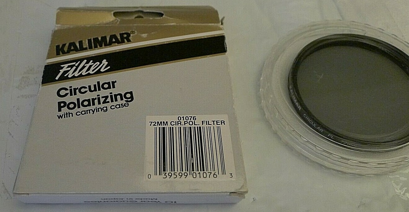 Kalimar Circular Polarizing CPL 72mm Filter +Protective Case, & Box – Japan