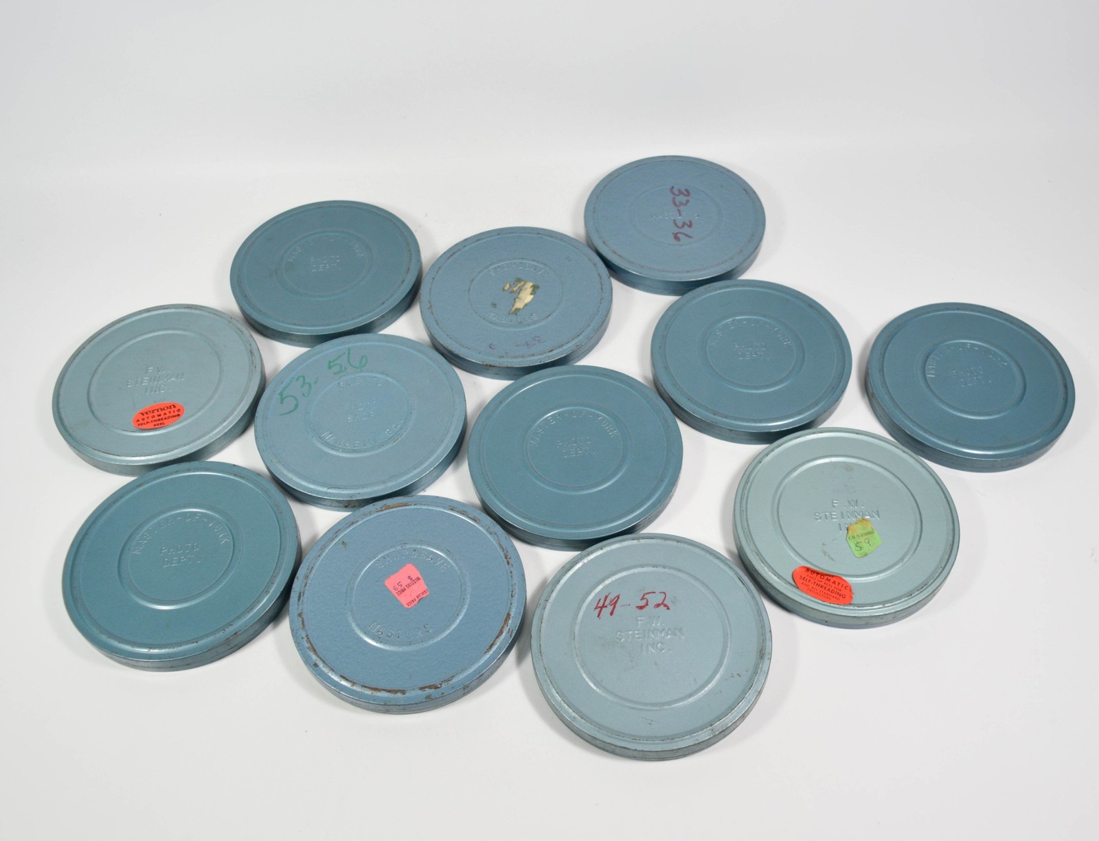 Vintage Metal Terryville Eagle Lock Storage Case w/ 12 Empty Film Reel Canisters