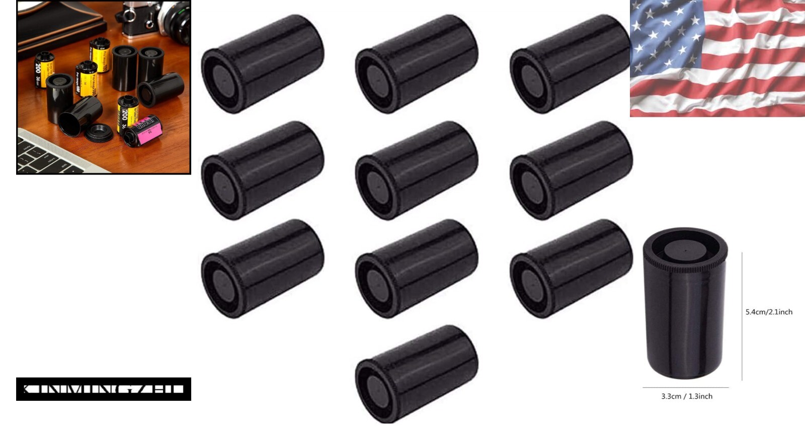 Durable 10-Pack Black 35mm Film Canisters with Secure Caps – Versatile Storage