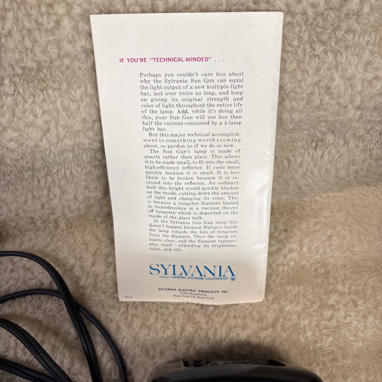 Vintage Sylvania Sun Gun Movie Light SG-50 & Atlas Warner Q-88 Super 8 Light