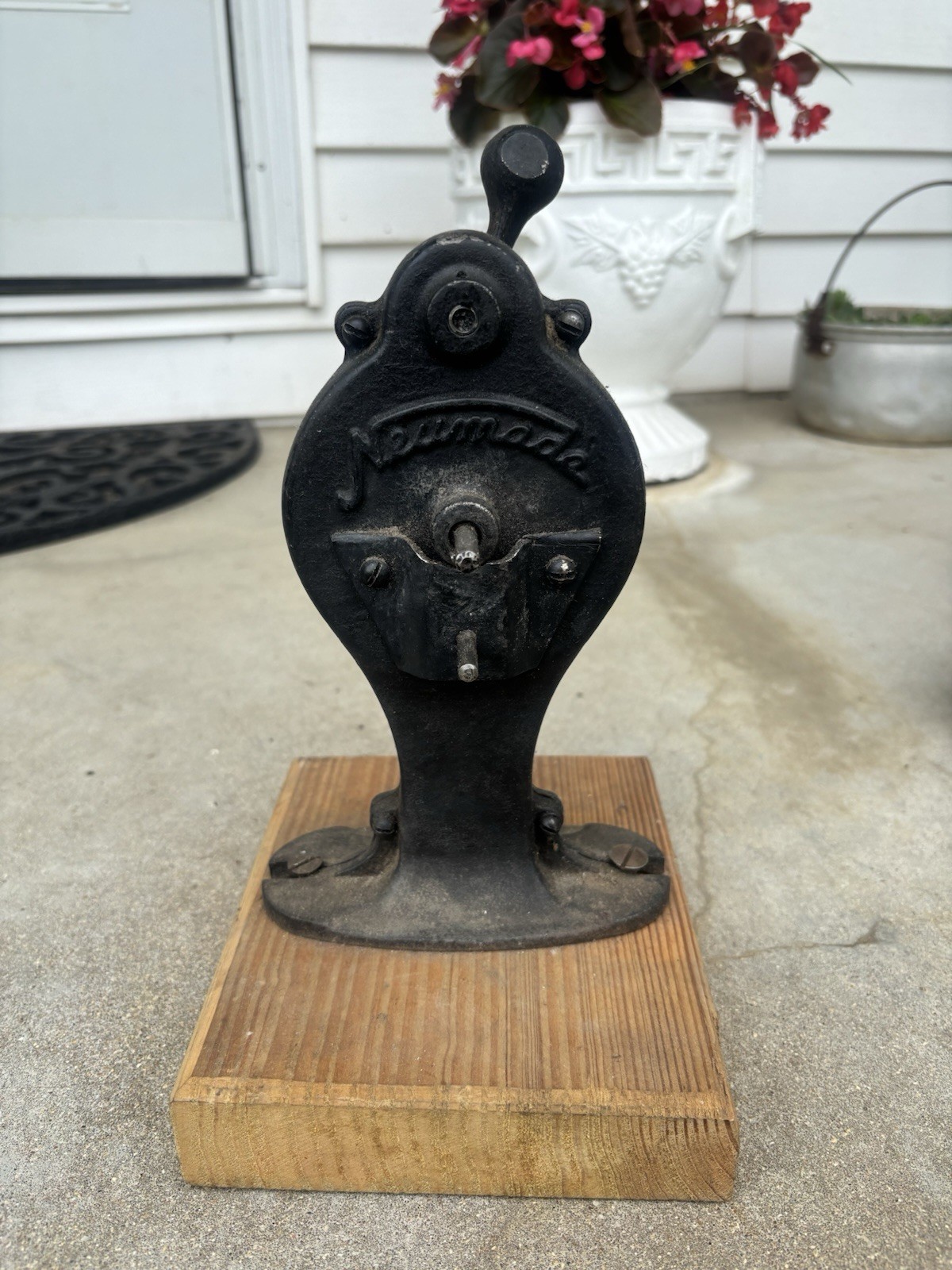 Neumade Antique Cinema Film Spool Crank Handle Rewinder Mounted For Display