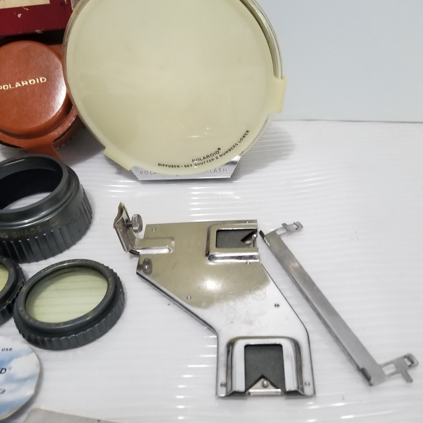 Vintage Polaroid Camera Accessories Lens Lot Meter Flash Etc.