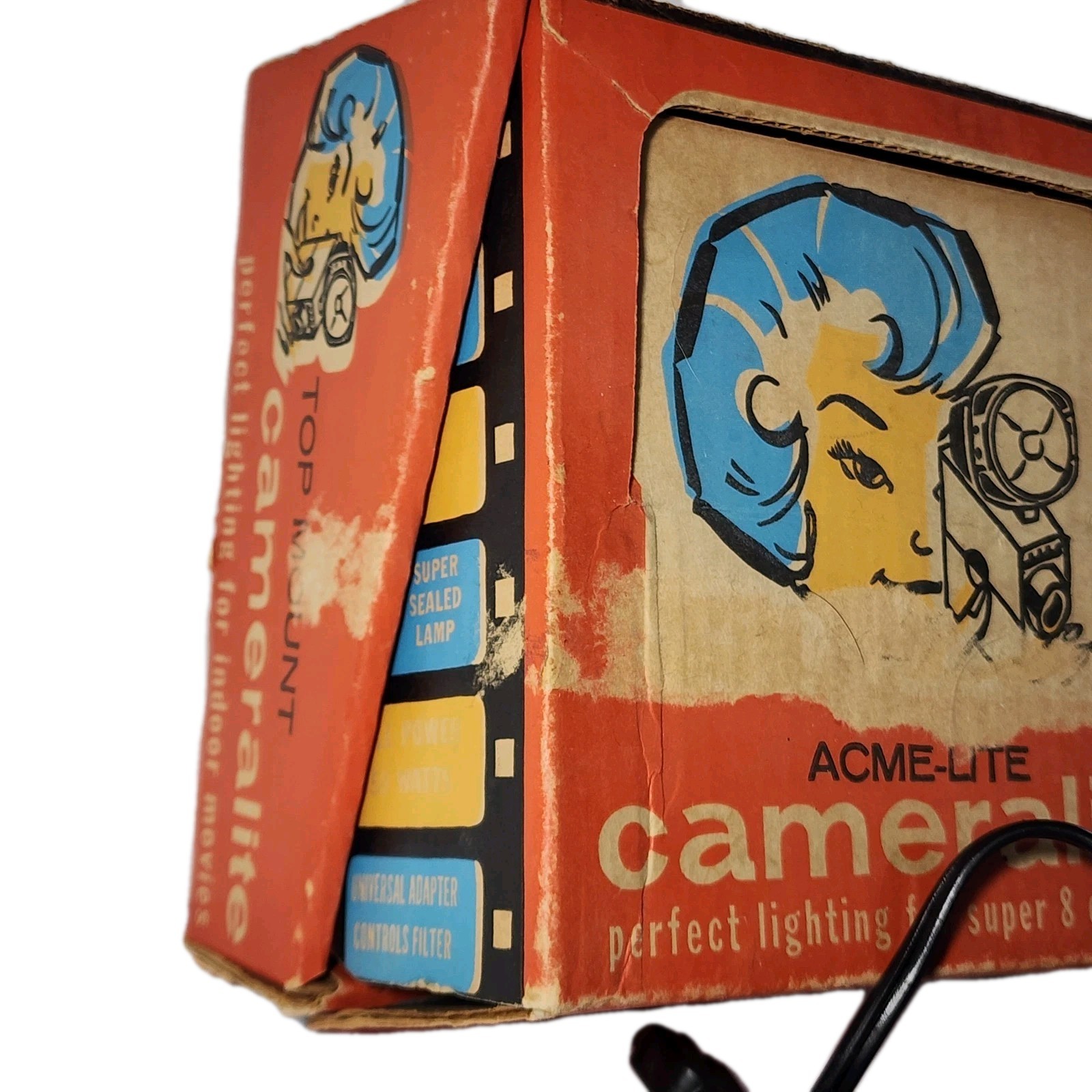 Vintage GE Top Mount Cameralite Camera Light W Original Box Electric Tested