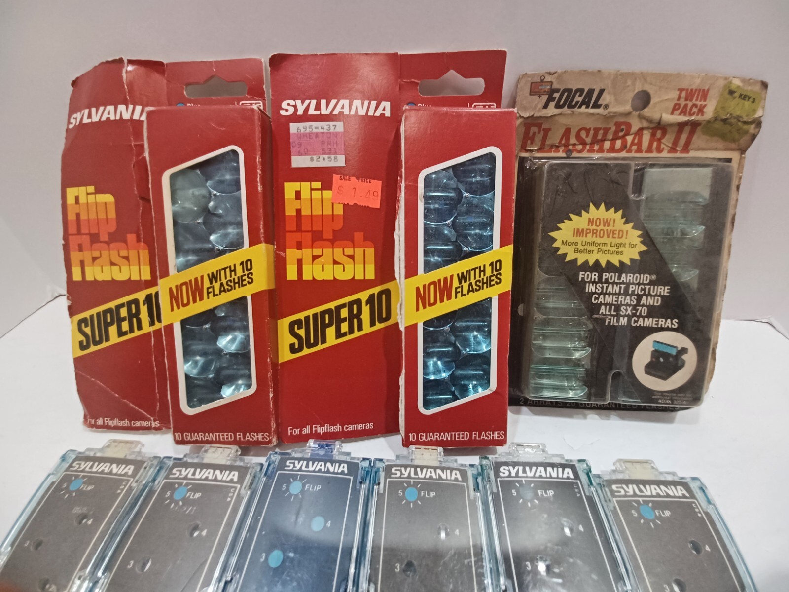 Huge Lot Sylvania Flip Flash Super 10 Blue Flashbulbs Flashbar flash bulbs