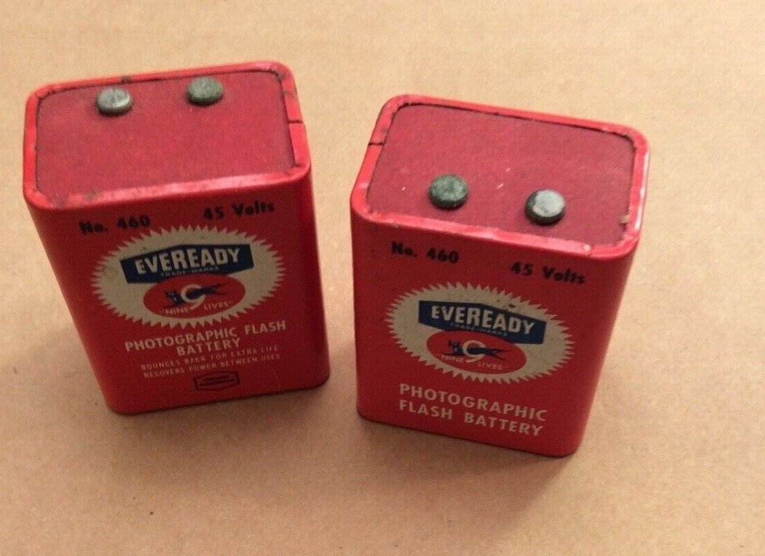 Two EVEREADY Vintage Black Cat 9 Lives #460 Photographic Flash Battery 45 Volt