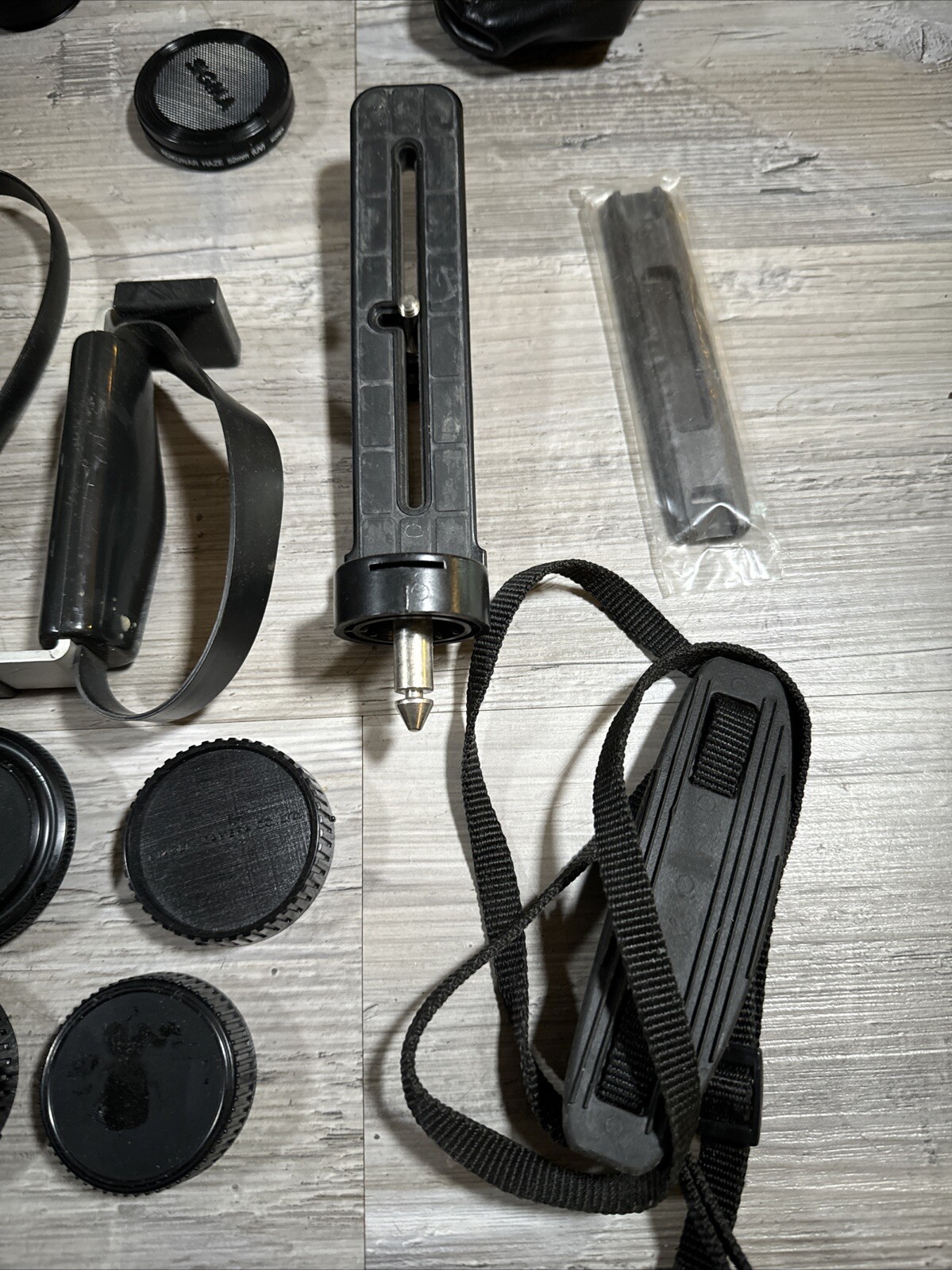 Vintage Camera Accessories Lot Lenses Caps Cords Viewers Handles Cases READ DESC