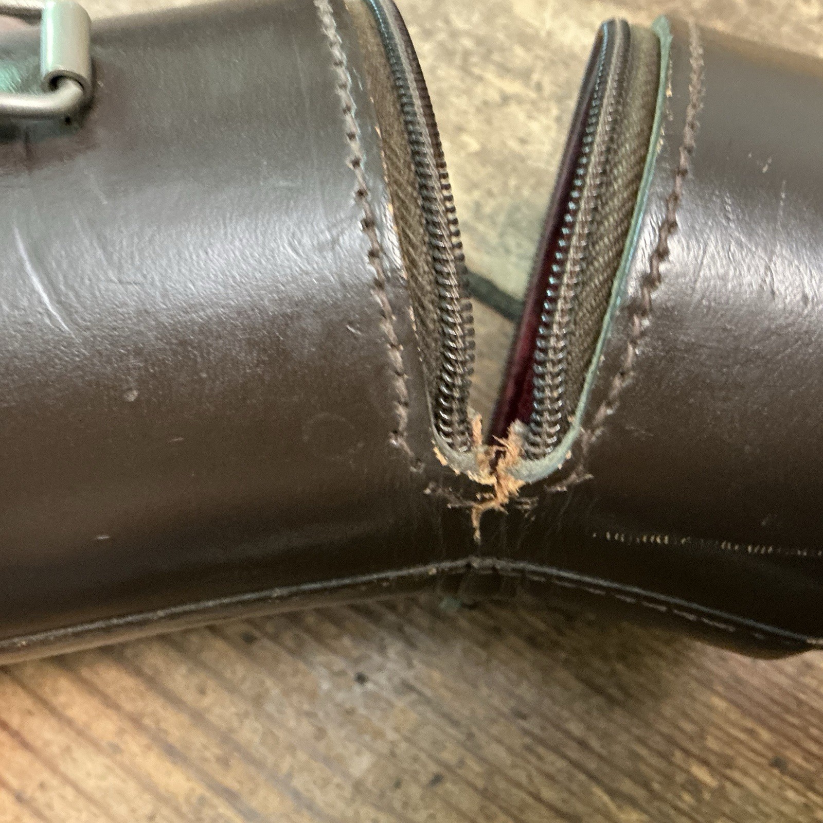 E LEITZ #14 Brown Cowhide Leather Zipper Lens Case Leica 8×3” With Strap NY