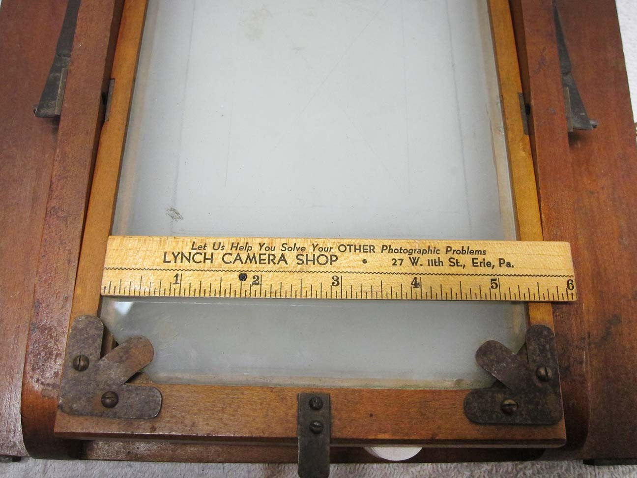 Antique VIEW CAMERA Wood GROUND GLASS Part. 5×8 OLD Large Format Spring Back