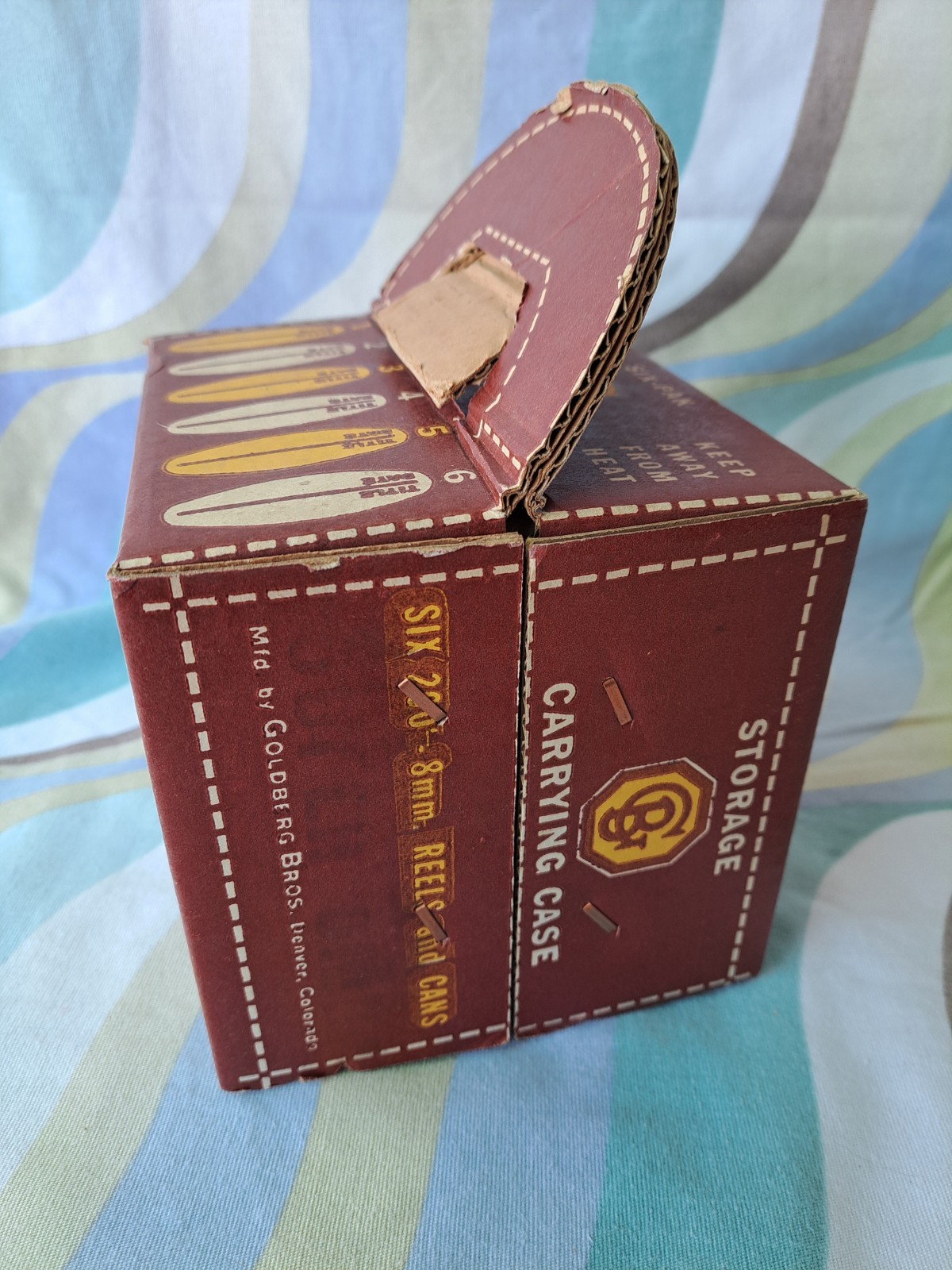 Vintage GOLDBERG BROTHERS 200′ 8mm Film Storage Cans 6 With Box & Stickers BIN30