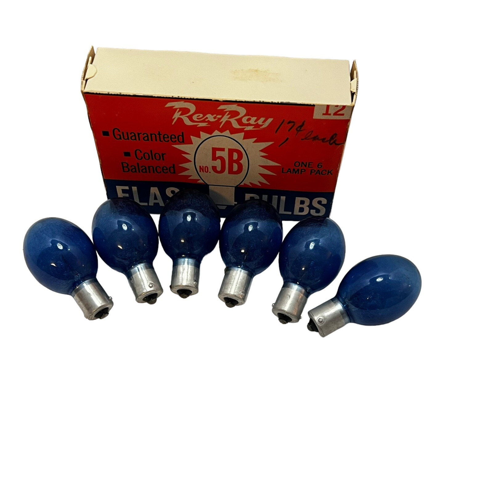 Vintage REX-RAY FLASH BULBS No. 5B Never Used 9 Blue Bulbs Total READ RARE