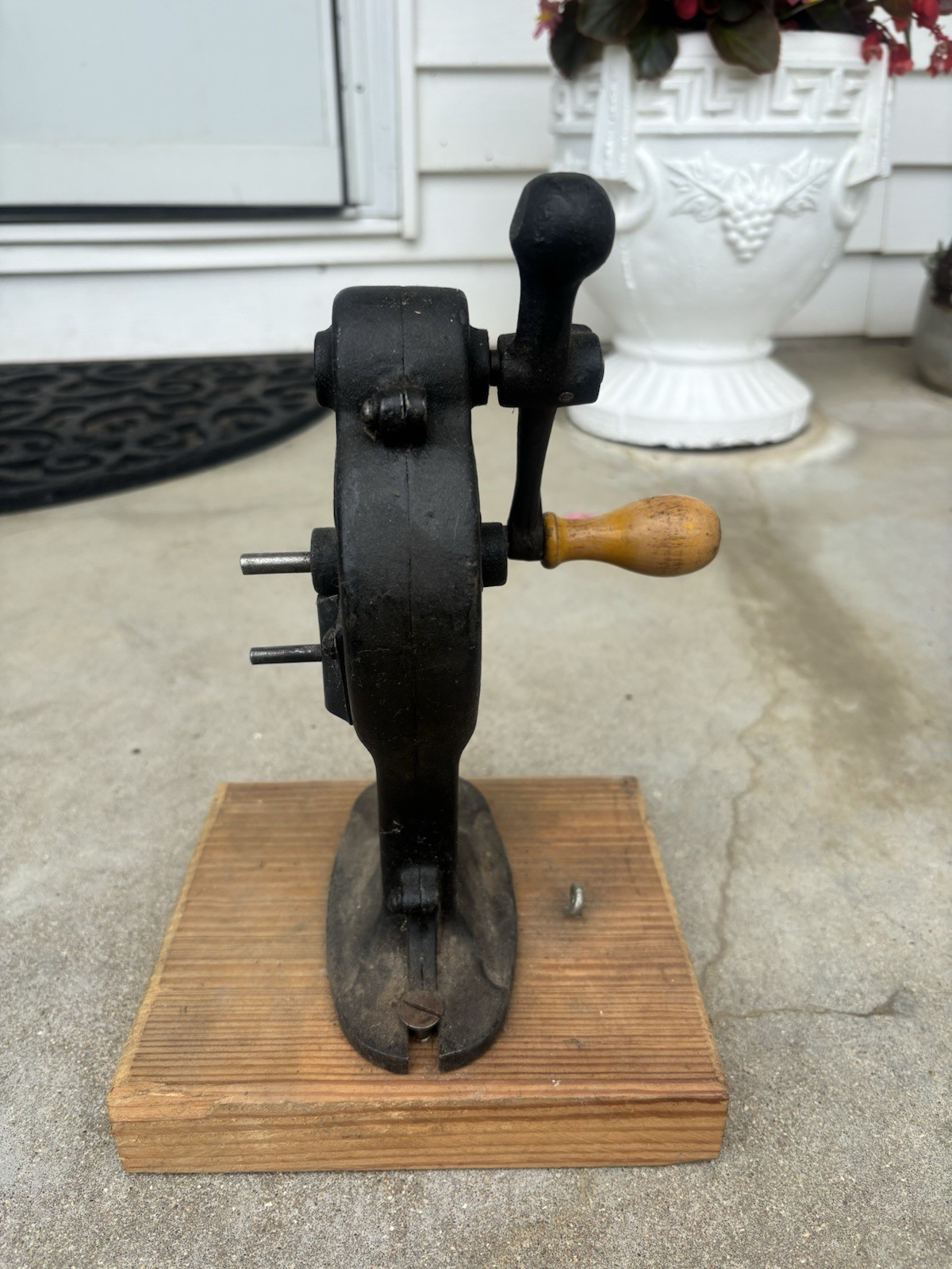 Neumade Antique Cinema Film Spool Crank Handle Rewinder Mounted For Display