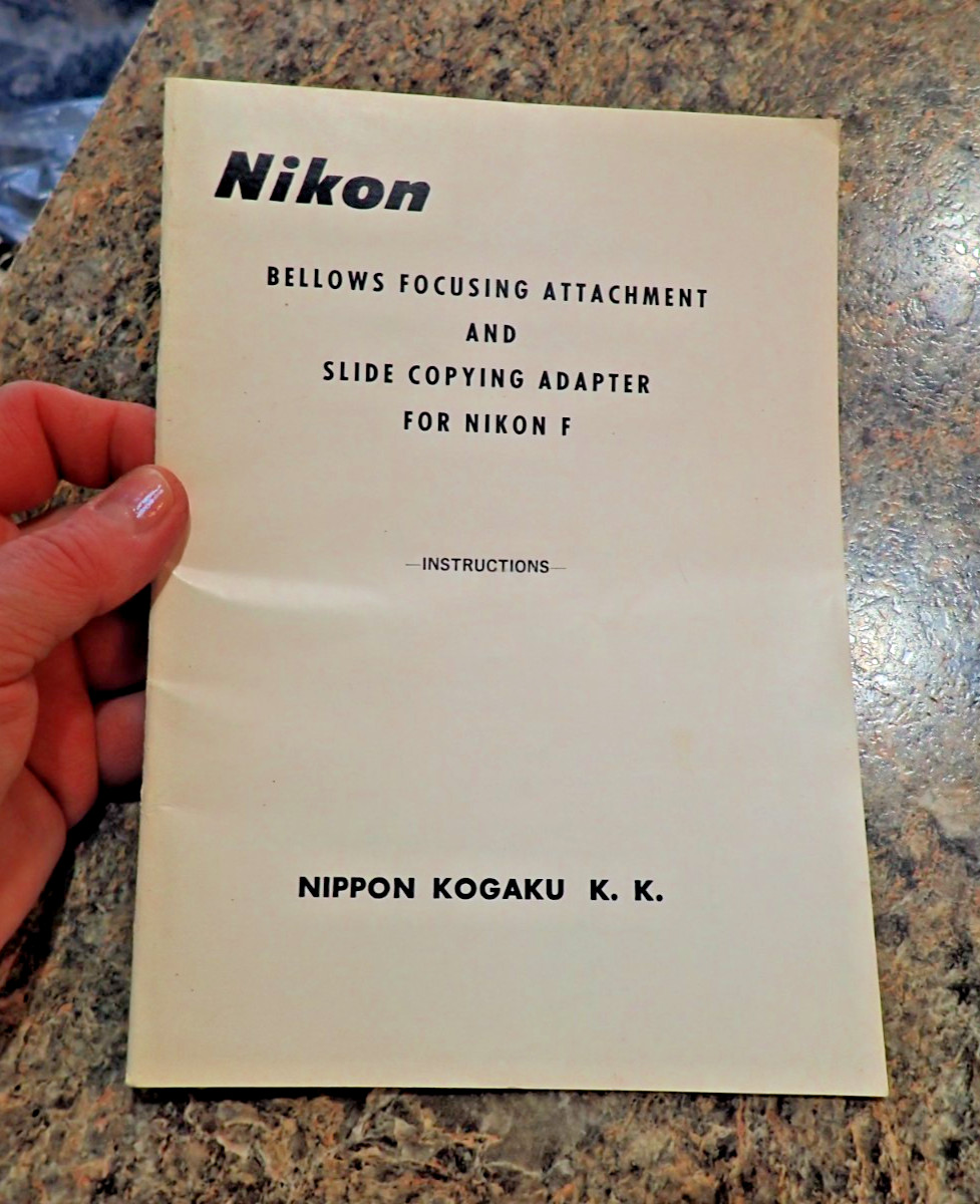 Vintage booklet only – Nikon Bellows Focuing attachment and for Nikon F Nippon