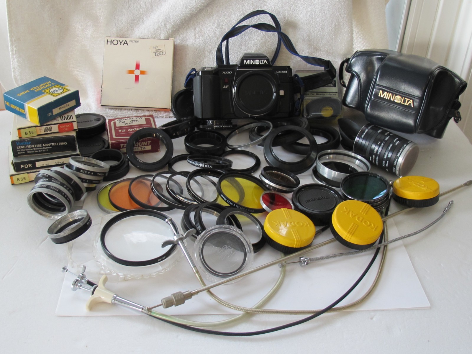 Vintage MINOLTA Camera Filter Cap Manual Adapter Ring Cable Release Mixed LOT #6