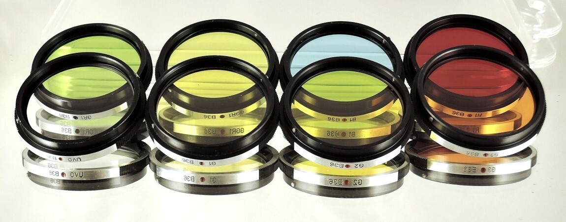 RARE set of eight filters B36 for Flexaret MEOPTA Czechoslovakia genuine MINT