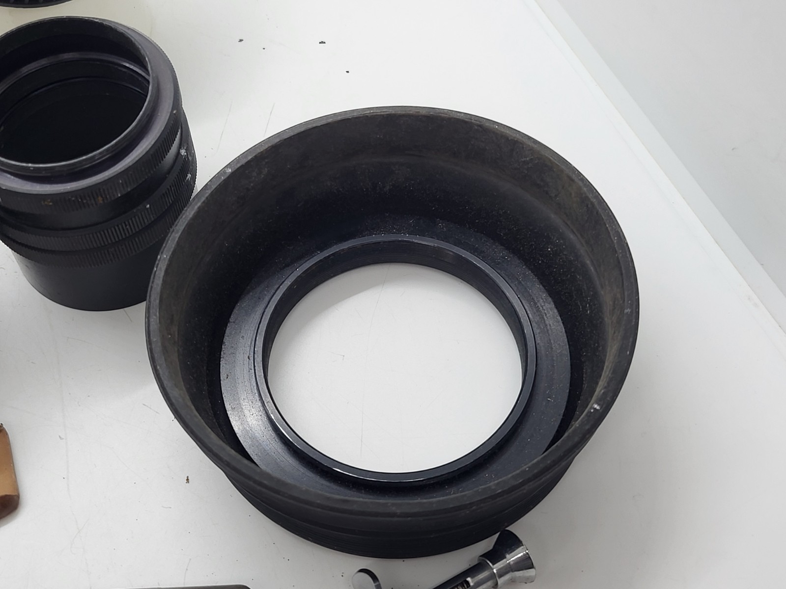 Vintage photography accessories: Extension rings shutter release cable lens hood