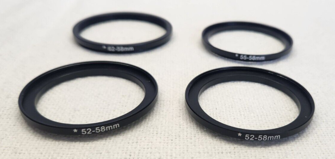 Vtg Lot Camera Lens Filters Zeikos Kodak 49mm 52mm Step Up Rings Old Photography