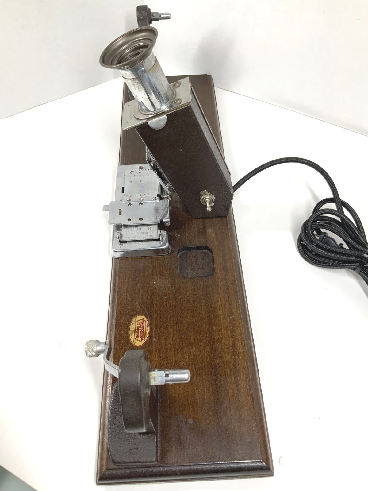 Antique Film Splicer Editor Keystone Boston Wooden Base Eyepiece And Light Works