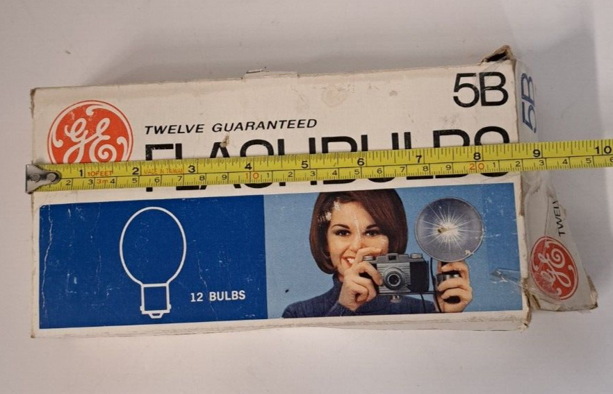 General Electric Flashbulbs 5B 12-Pack Unused Box & Packing Vin 1960’s RARE