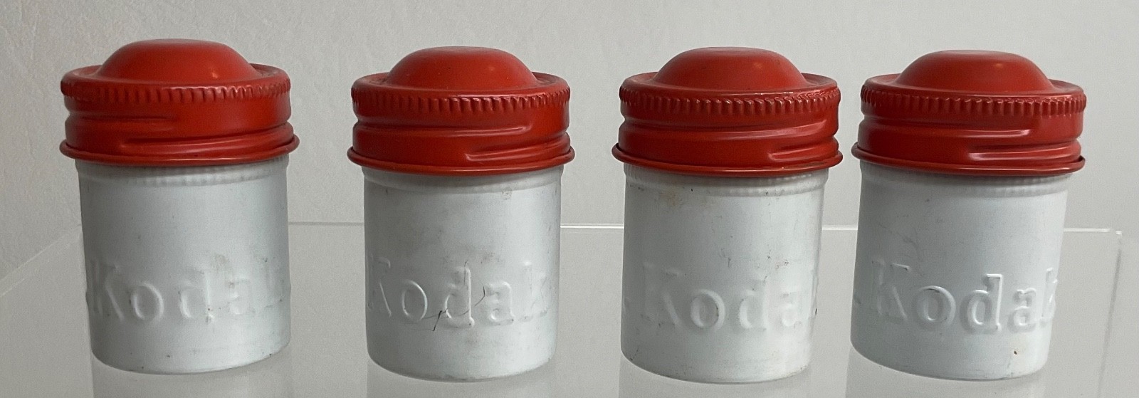 VTG Lot of 4 Kodak 35mm Film Roll Embossed Container Metal Tin Can Canister
