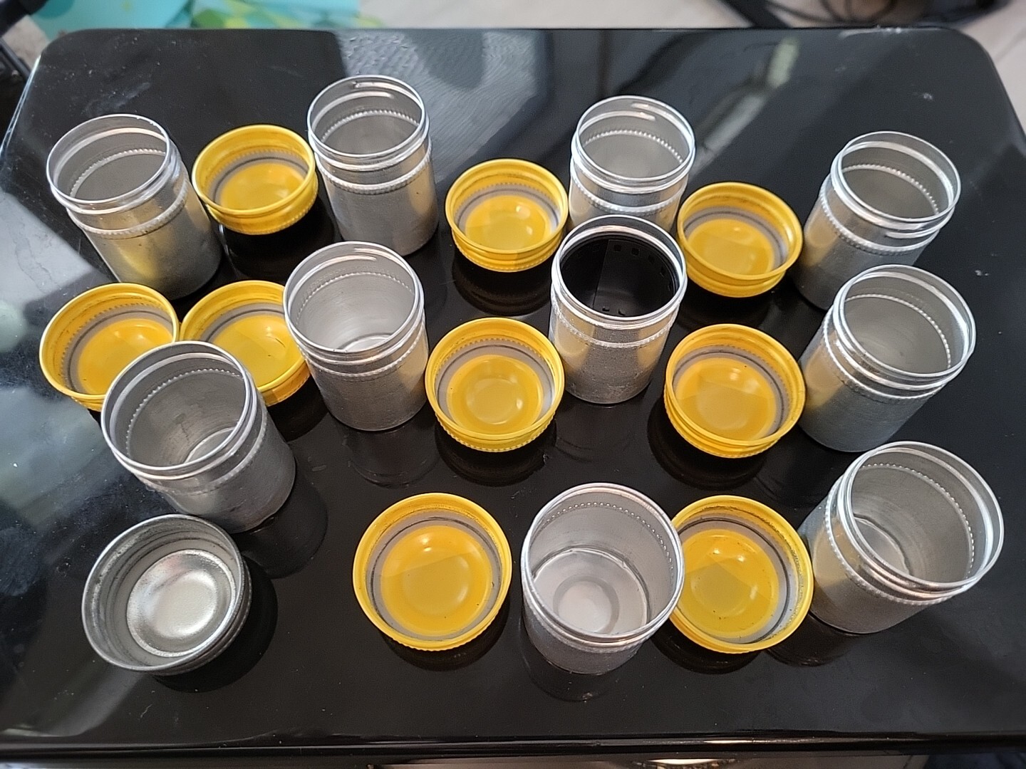 Lot of (10) Vintage Metal Aluminum 35mm Film Canisters. Great Condition