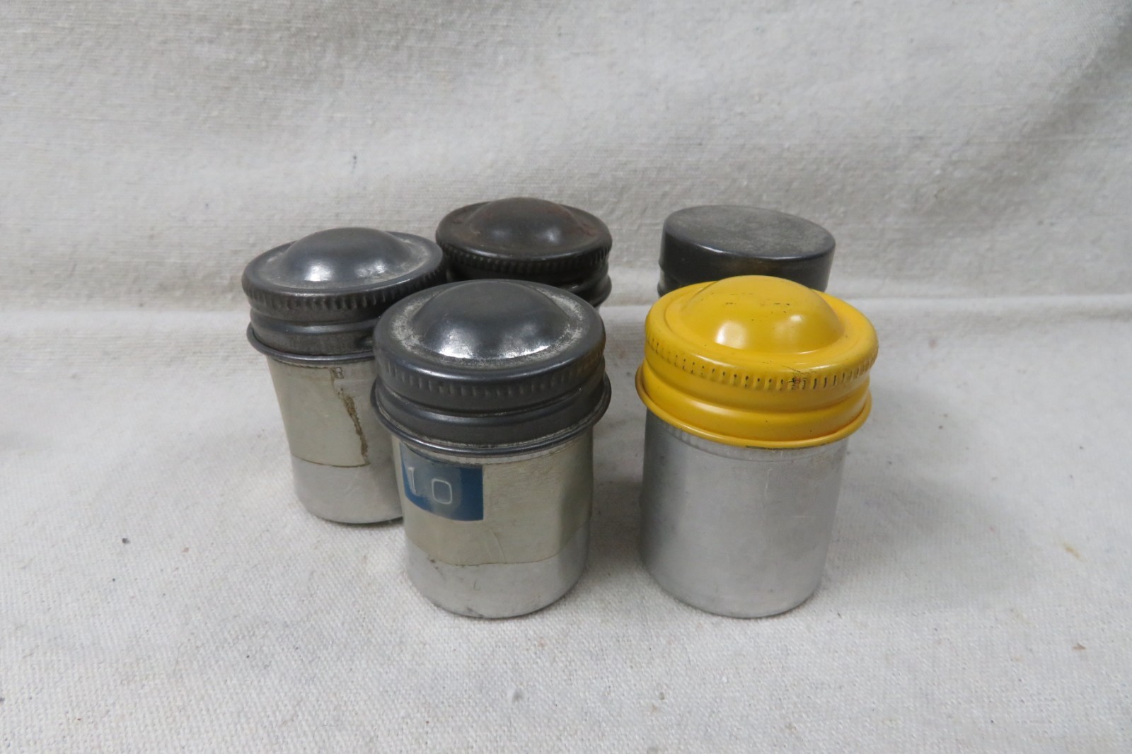 Lot of 5 Vintage Metal Aluminum 35mm Film Can Canisters Kodak