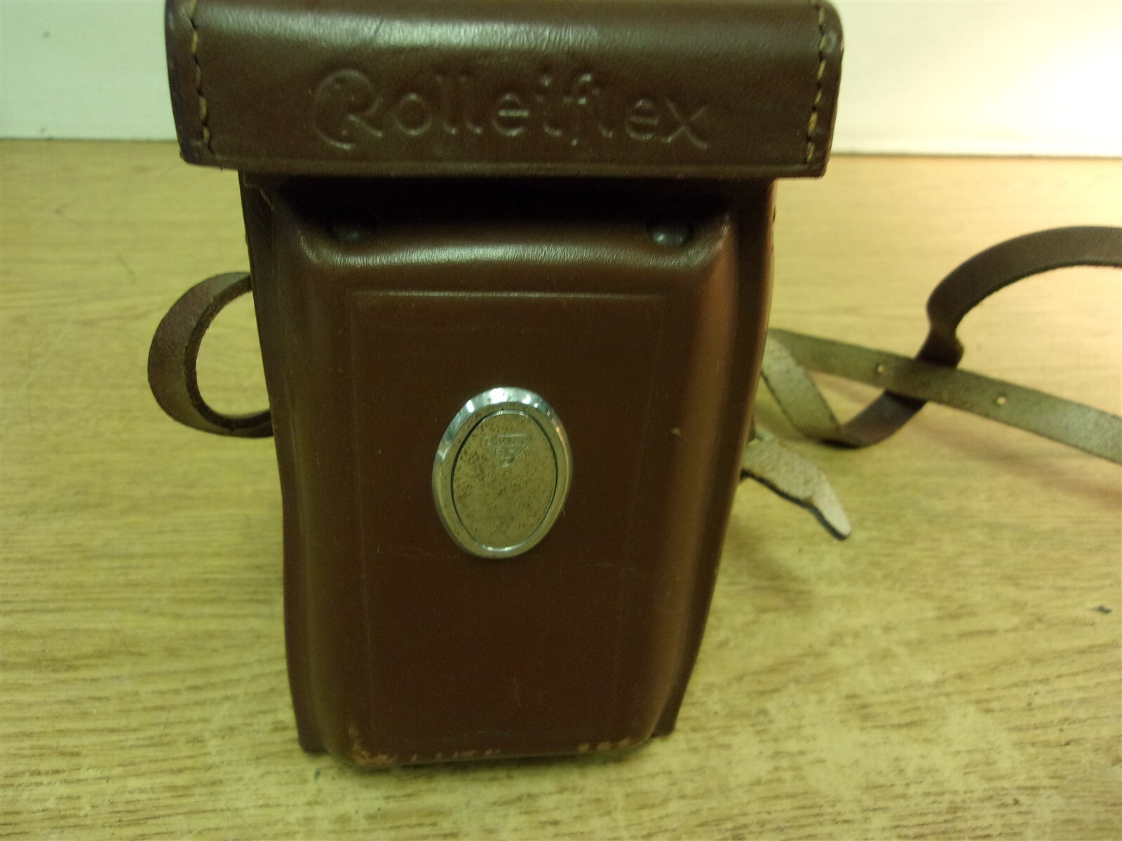 Vintage Brown Leather Rolleiflex Case Bag w/ Strap 5.5″x3″x3.5″ *FREE SHIPPING*