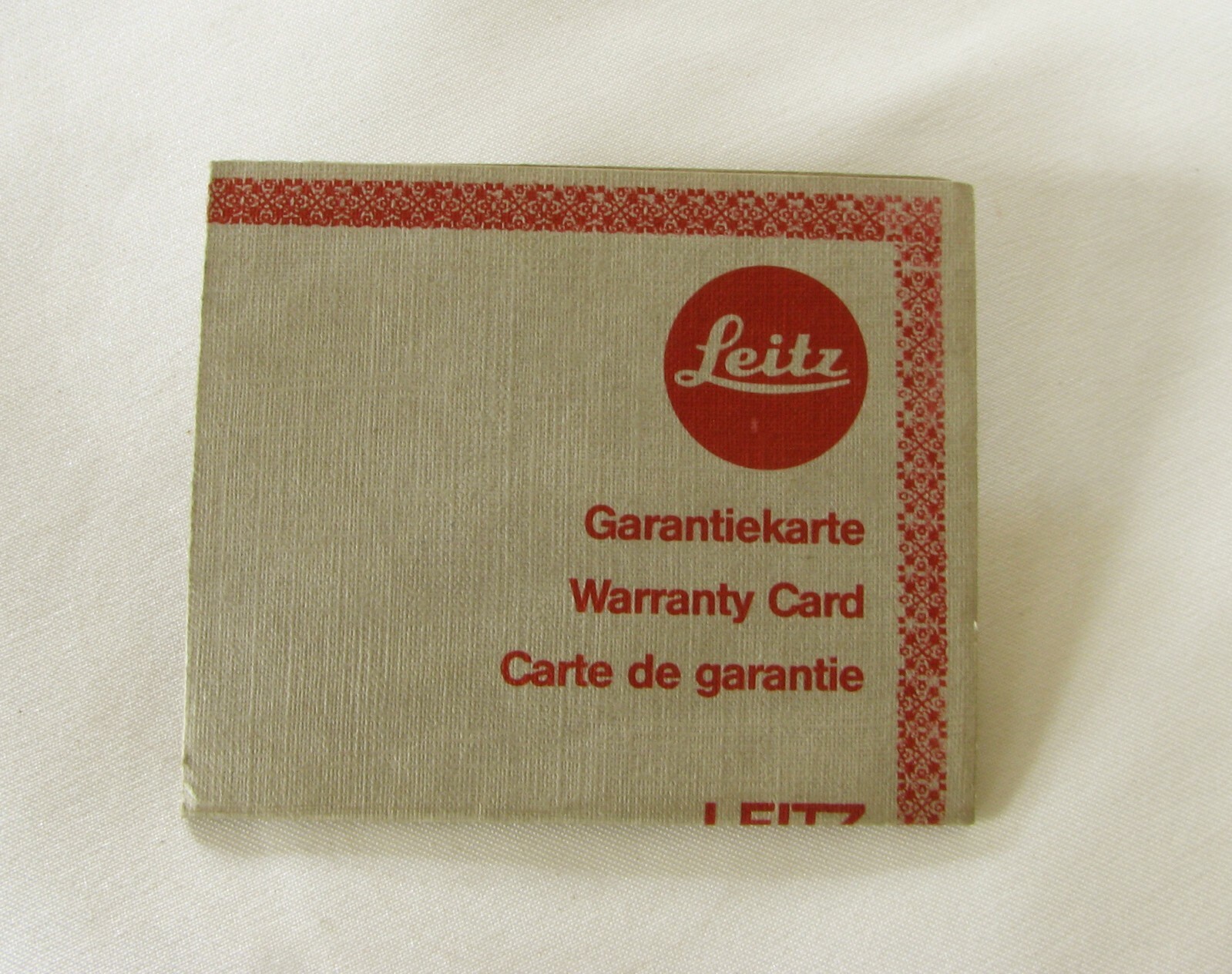 1981 International Leitz Leica Wetzlar Lens Warranty Card Only
