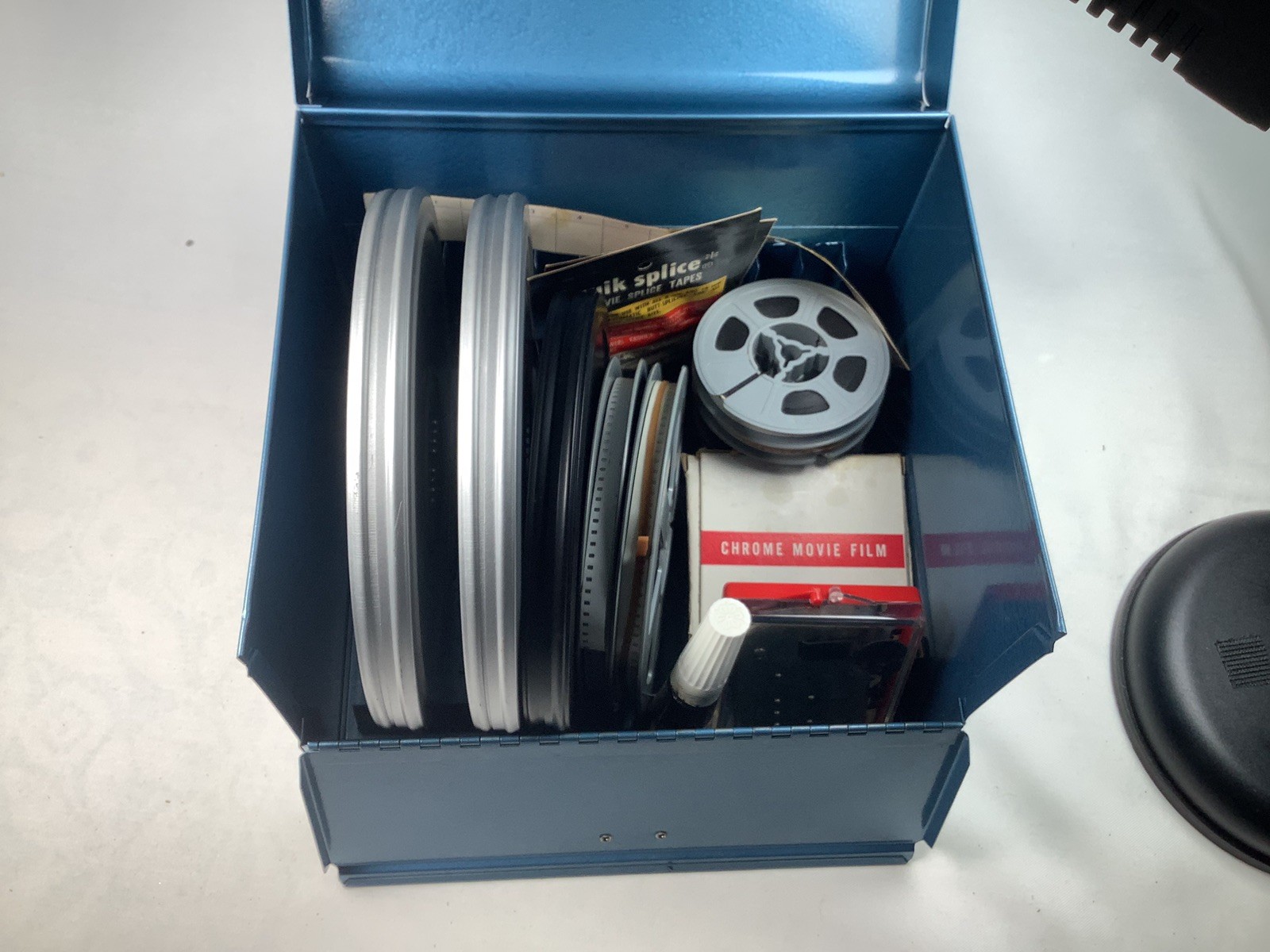 Vintage Logan Deluxe No. 185 8MM All Metal Film Reel Chest Storage Box W/Spicer