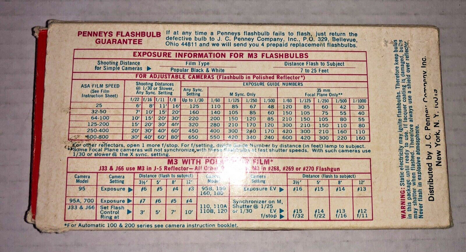 Vintage J.C. Penny M3 Clear Flashbulbs 1 Box – 11 Bulbs – 1 is Missing