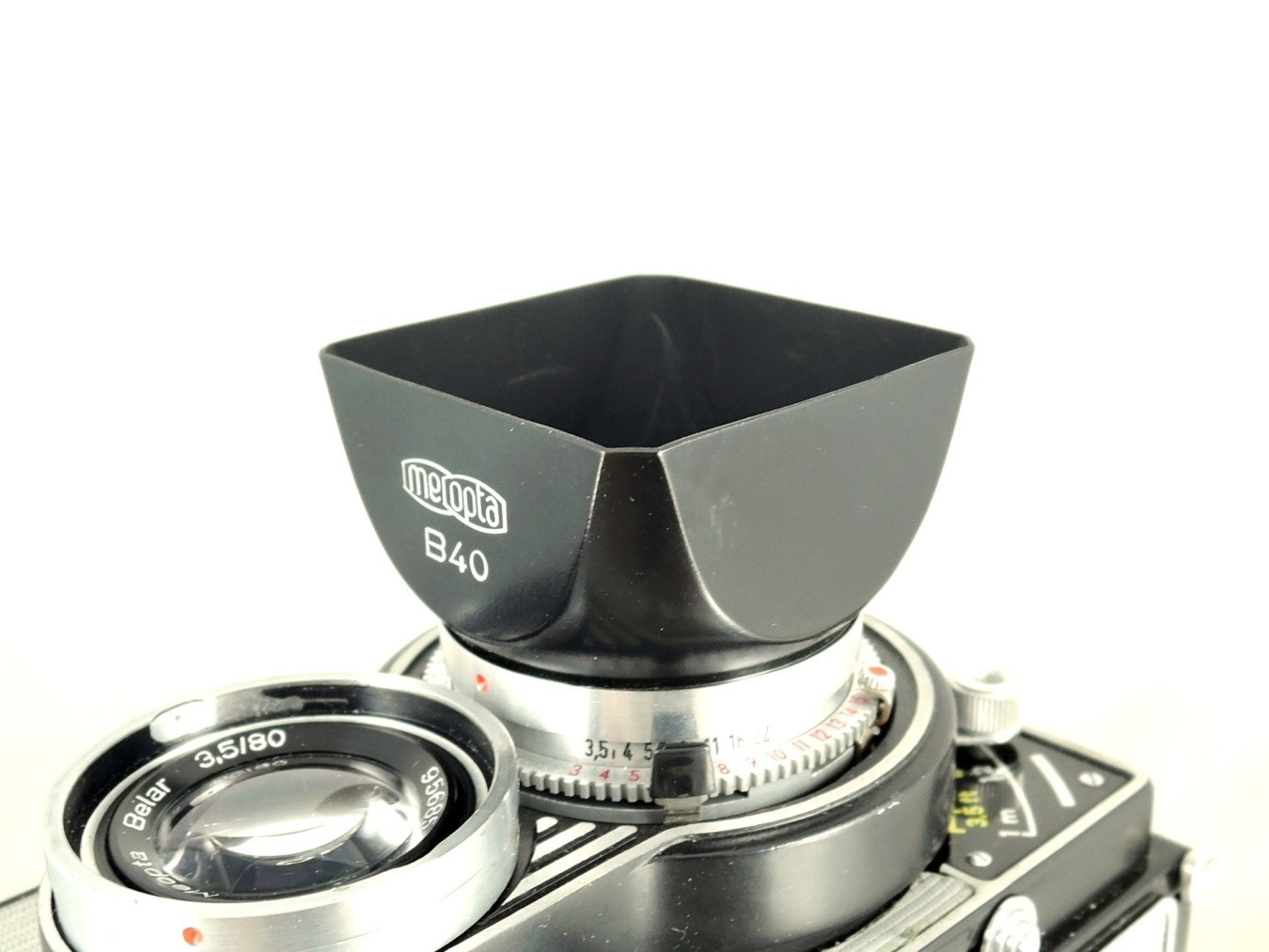 Shade hood Flexaret Meopta square bayonet B40 metal + Genuine box very nice