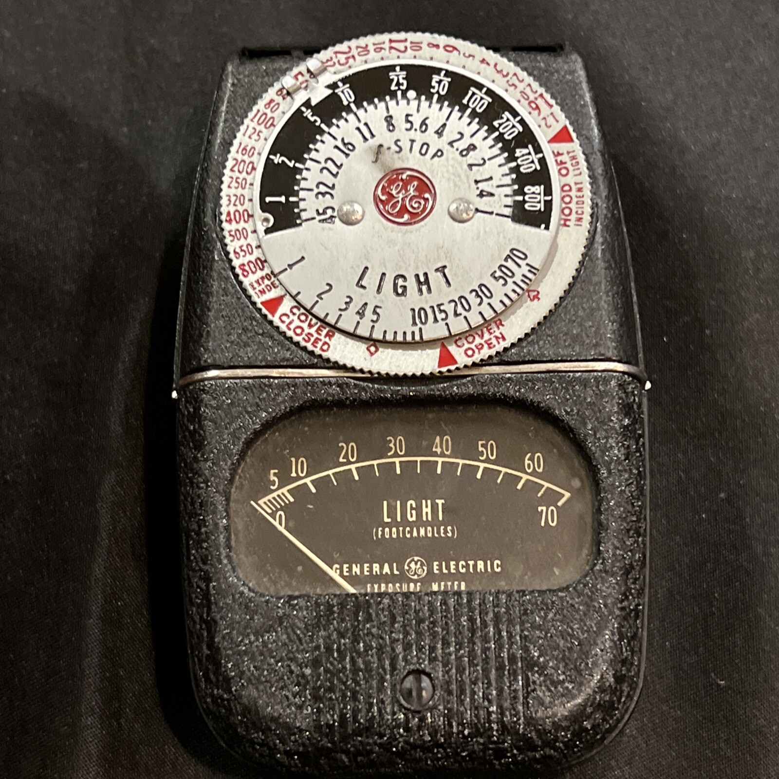 VINTAGE GENERAL ELECTRIC DW-68 CAMERA EXPOSURE LIGHT METER WITH CASE as pictures